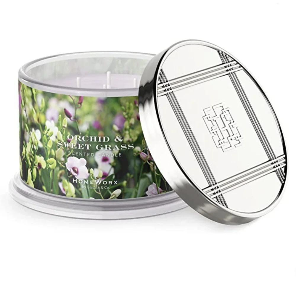 HomeWorx Orchid & Sweet Grass Scented 4-Wick Candle Burn Time 55 hours